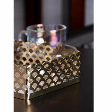 Imagem de Bandeja Lyor Arles de Metal com Espelho Dourada 21cm x 13cm