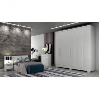 Imagem de Guarda Roupa Solteiro Com Pés 6 Portas 4 Gavetas - Milly-branco - Móveis Horizonte