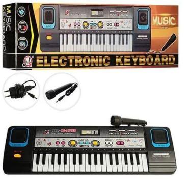 Imagem de Brinquedo Teclado Infantil Piano Musical Eletrônico Com Microfone E Fo
