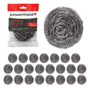 Imagem de Kit 24 Esponjas Aço Inox Limpeza Pesada - Powermaid