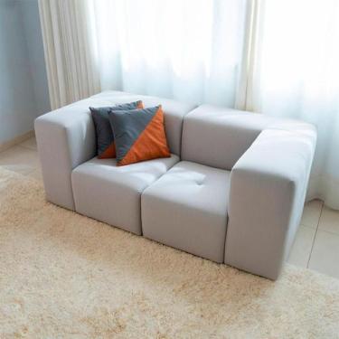 Imagem de Sofá Modular 2 Lugares Com 2 Braços Inflow Bouclé Bege Linho Vem Na Ca