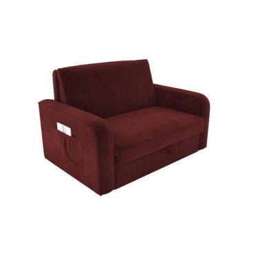 Imagem de Sofá Cama 2 Lugares Compacto Com Baú 145 Larg Daiane Matrix Veludo Vinho