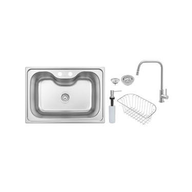 Imagem de Cuba de Sobrepor em Aço Inox Tramontina Morgana 60 FX Acetinado 68 x 48 cm com Válvula...