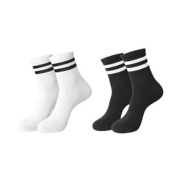 Imagem de Meias Listradas Unissex De Cano Médio 6, 10 Ou 20 Pares Respiráveis, A