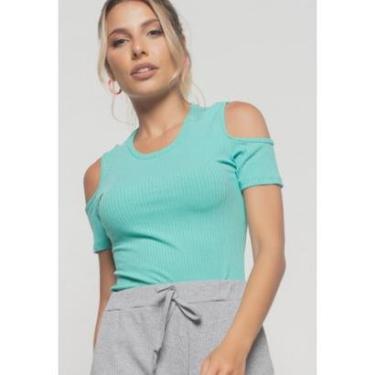 Imagem de Blusa Ombro Vazado Manga Curta Canelado Salvatore Fashion-Feminino
