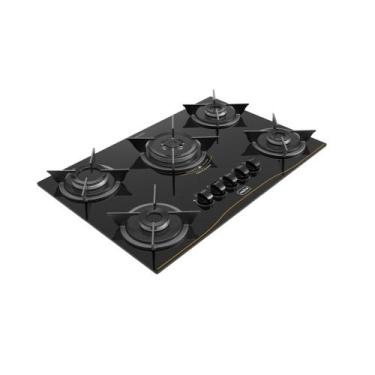 Imagem de Cooktop 5 Bocas a Gás Tripla Chama Realce Bivolt CR226, 127/220, Preto