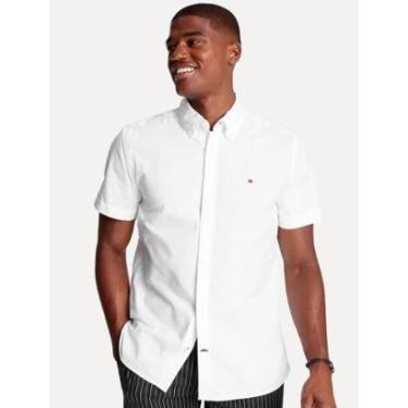 Imagem de Camisa Tommy Hilfiger Masculina Manga Curta Regular Core Oxford Branca-Masculino