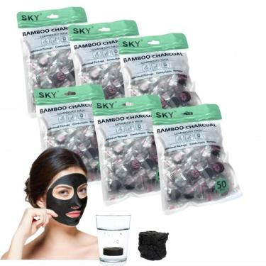Imagem de Máscara Facial Descartável Compactada Desidratada Carvão e Bambu - 300
