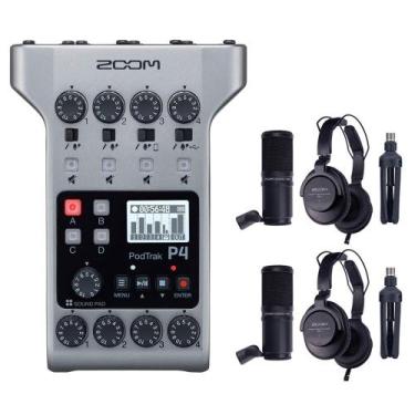 Imagem de Gravador de podcast multifaixa portátil PodTrak P4 com 2x ZDM-1 - Zoom