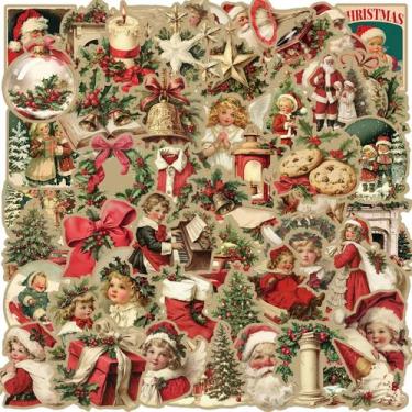 Imagem de Adesivos Retrô De Natal Do Papai Noel 50PCS, Desenhos Animados Fofos P