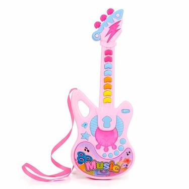 Imagem de Guitarra Infantil Brinquedo Musical Com Sons Divertidos Efeitos Lumino