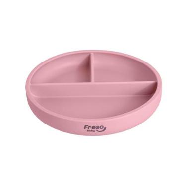 Imagem de Prato de Silicone com Ventosa e Divisória - Rosa - Freso Baby