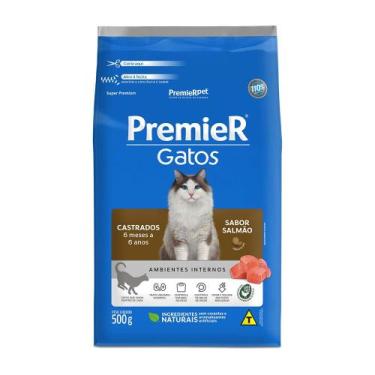 Imagem de Ração Premier Gato Castrado Ambientes Internos Salmão 500g