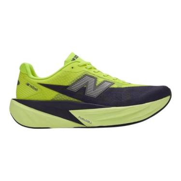 Imagem de Tênis New Balance Fuelcell Rebel V5 Masculino, 39, Verde neon, Roxo es