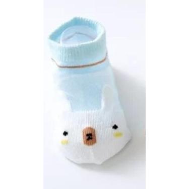 Imagem de Meia bebê zoo curta menina/menino  - Kadu modas, Azul lhama