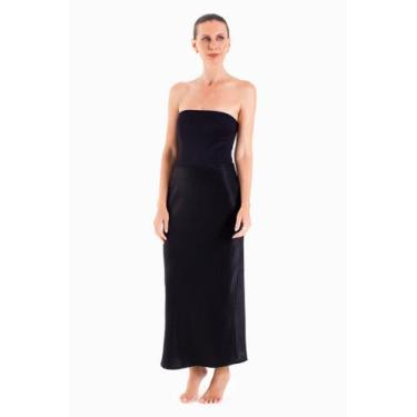 Imagem de Saia longa cetim preto - Silvia Schaefer Beachwear, M