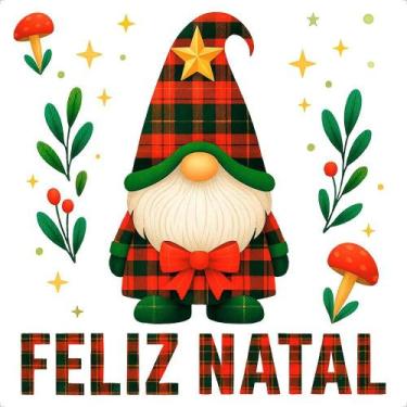 Imagem de Transfer Textil Quadrado Natal - Gnomo Xadrez - TTQ4N-011 - Litoarte