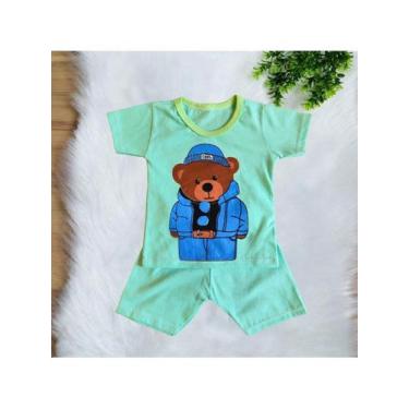 Imagem de Conjunto Camiseta + Bermuda Bebê Menino  Estampa Ursinho RN a 03 Meses