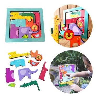 Imagem de Brinquedo Educativo Pedagógico De Montar E Empilhar Animais - Babebi