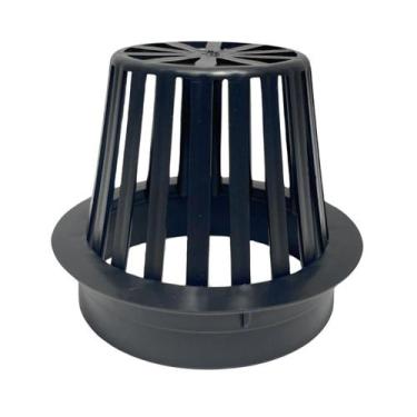 Imagem de Abacaxi Hemisférico Ralo Anti Folhas 75mm Plástico Preto Calha Coletor