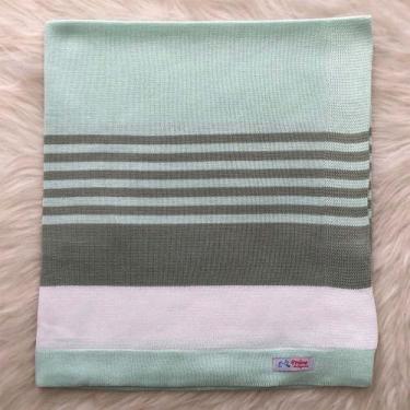 Imagem de Manta Listrada Bebê Tricot Maternidade Infantil - mimo da cegonha, Ver