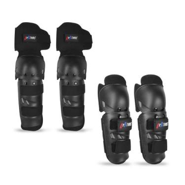 Imagem de Kit Joelheira Cotoveleira Twins C/Ajustes Preto Trilha Enduro Motocros