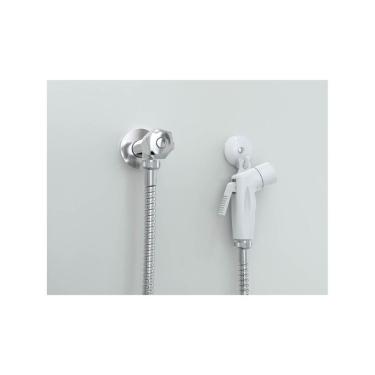 Imagem de Ducha Higienica Kit Pop para Registro com Gatilho Leve Flexivel Inox Cromado 120CM Branco Blukit