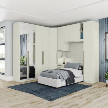 Imagem de Quarto Modulado Solteiro Seletto 9 Gavetas MDF MDP Areia Móveis Henn