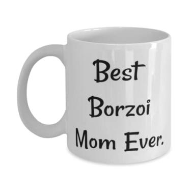 Imagem de Best Borzoi Mom Ever. Caneca Borzoi de 325 g, 443 ml, presente de cachorro Borzoi brilhante, copo para mãe de cachorro