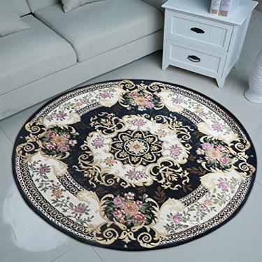 Imagem de Tapetes redondos, tapetes antiderrapantes para absorção de água, tapete de chão para quarto, manta luxuosa para sala de estar, mesa de chá, tapete, diâmetro de 90 cm