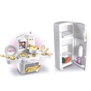 Imagem de Kit Cozinha Infantil Fogão + Geladeira Princesas Deluxe - Zuca Toys