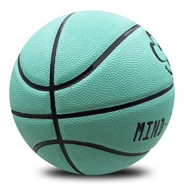 Imagem de MINDCOLLISION Bola de basquete Smiley, couro PU macio absorvente de umidade e resistente ao desgaste, boa aderência, adequada para treinamento interno e externo e competição, verde, nº 7