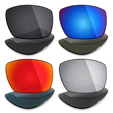 Imagem de Mryok 4 pares de lentes polarizadas de substituição para óculos de sol elétricos Big Beat – Stealth preto/vermelho fogo/azul gelo/titânio prateado