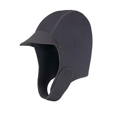 Imagem de Yajun Chapéu de mergulho de neoprene de 2 mm, chapéu de snorkel quente para o inverno, protetor de cabeça, gorro ergonômico para esportes aquáticos, preto