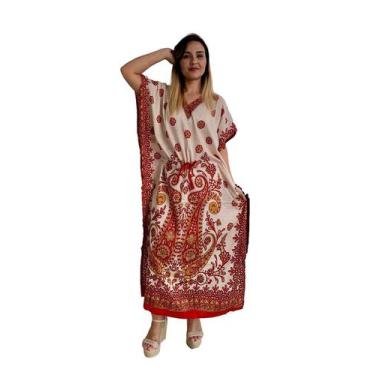 Imagem de Vestido Kaftan Indiano Longo Estampado Plus Size - Cod. 1003 - Aleci F