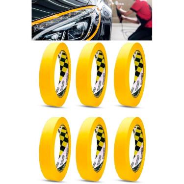 Imagem de Kit 6 Fitas Crepe Automotiva Adelbras Amarela 18mm x 40m