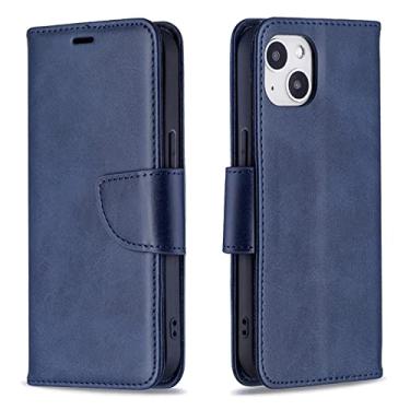 Imagem de GSYH Capa para iPhone 13Mini/13/13 Pro/13 Pro Max, capa carteira de couro legítimo com suporte para cartão de crédito com fecho magnético TPU à prova de choque Folio Flip Capa, azul, 13pro max 17 cm