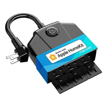 Imagem de Plugue inteligente para ambientes externos, tomada meross Wi-Fi externa com 3 soquetes independentes compatíveis com Apple Homekit, Alexa e SmartThings, voz e controle remoto, temporizador, apenas 2,4