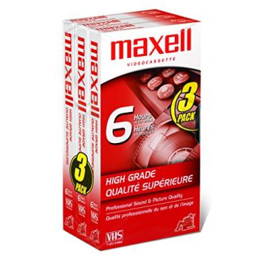 Imagem de Maxell Fita de alta qualidade T-120 VHS, pacote com 3