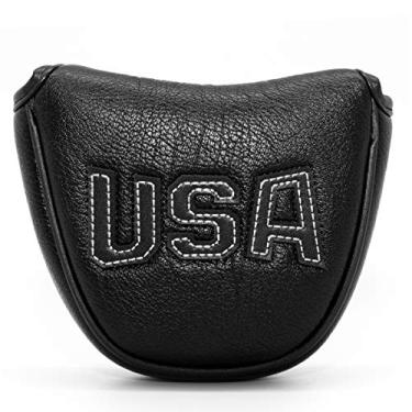 Imagem de Capa para Golf Putter, capa putter de couro para putter de cabeça de mallet com tampa de taco de golfe com magnético para Scotty Cameron Odyssey Taylormade Ping Callaway, Putter Cover (BK-WH)