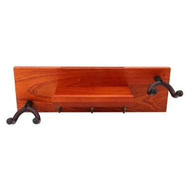 Imagem de Suporte de parede de guitarra, cabide de parede de guitarra com prateleira de armazenamento Suporte de parede de guitarra para guitarra elétrica, acústico, baixo, ukulele, bandolim