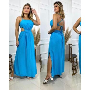 Imagem de Vestido Longo Tamanho M Azul - Aline Modas