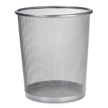 Imagem de Lixeira Metal Aramado Tela Cesto De Lixo 10 Litros - Prata