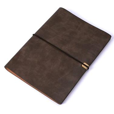 Imagem de Capa de livro de couro pu caderno A5 planejador organizador diário de viagem diário de viagem 6 pastas de papelaria, b, 2 peças