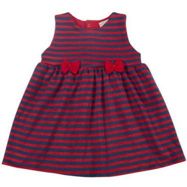 Imagem de Vestido De Bebê Listrado Vermelho Malha - Melania Babys
