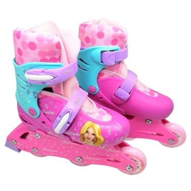 Imagem de Patins In-line Tri-line Rosa 31 A 34 Menina Ajustável - Dm Toys