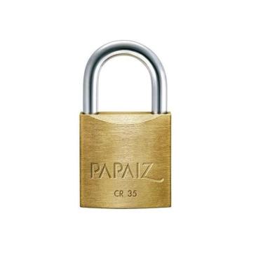 Imagem de Cadeado Papaiz Médio Cr 35Mm Latão Maciço 2 Chaves