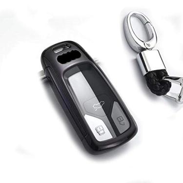 Imagem de CSHU Porta-chaves do carro capa porta-chaves porta-chaves porta-chaves, adequado para Audi A4L A4 B9 Q5 Q7 TT TTS TFSI A5 S5 8S 2016 2017 2019, B, Preto