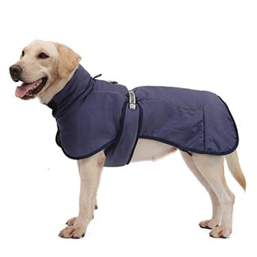 Imagem de Jaqueta de inverno grossa para cães casacos para clima frio quente à prova de vento roupa de neve para cães médios e grandes (2GG, azul marinho)
