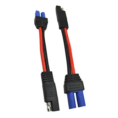 Imagem de Halokny Cabo SAE para EC5, (pacote com 2) Conector fêmea EC5 para SAE Power Cabo adaptador automotivo 12AWG para carregamento de bateria de carro de painel solar (15 cm)